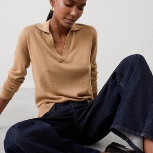 Banana Republic Merino Wool V-neck Sweater, NWT, Camel, S